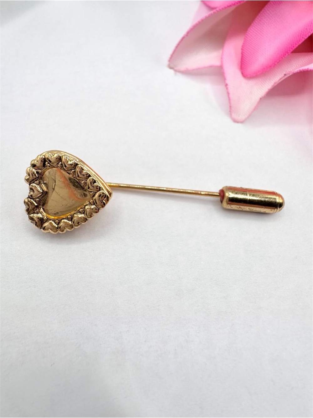 Vintage Heart Locket Stick Pin Opens Gold Tone Romantic Cute Sweet Valentine
